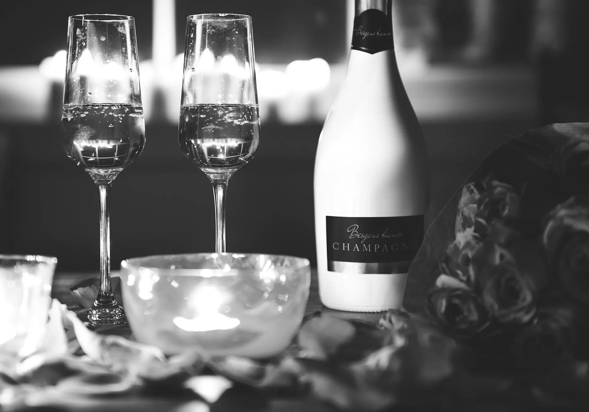 visuel noir et blanc champagne