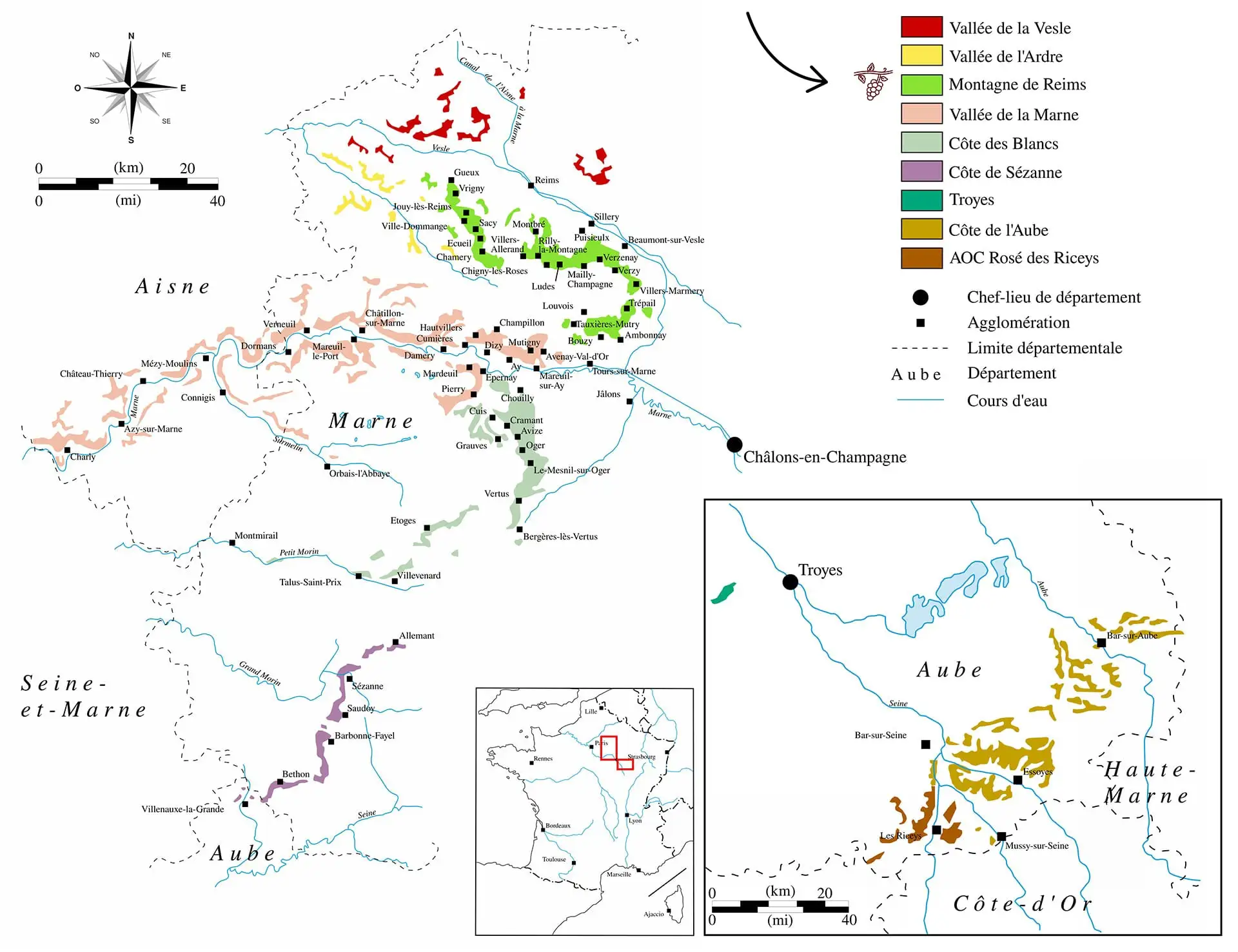 carte champagne montagne de Reims